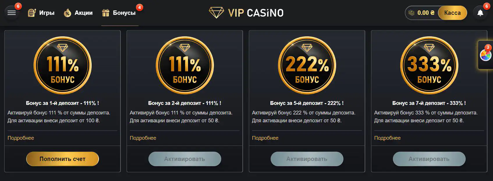 Vip casino bonus